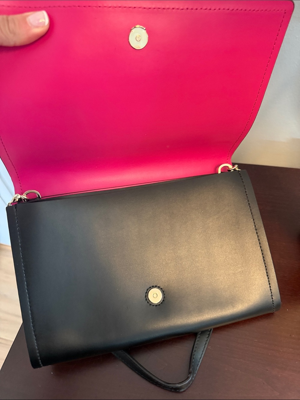 kate spade Black and Pink Leather Shoulder Bag with Gold Chain Strap - Picture 3 of 6